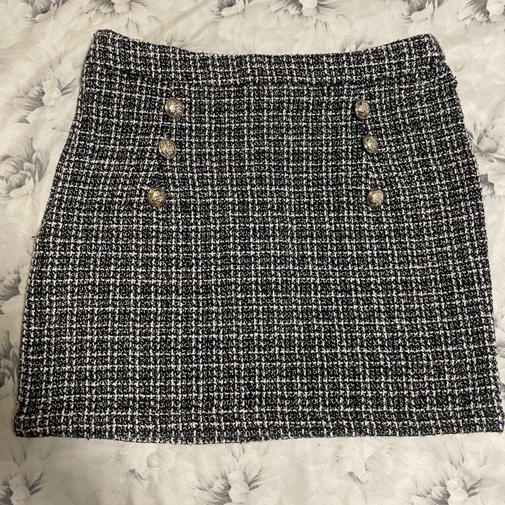 SHEIN Black and White Tweed Mini Skirt